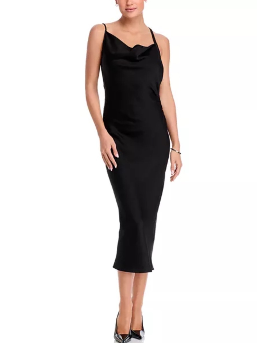 Naomi X 2.0 Detoure Black Satin Slip Dress is by Boss
